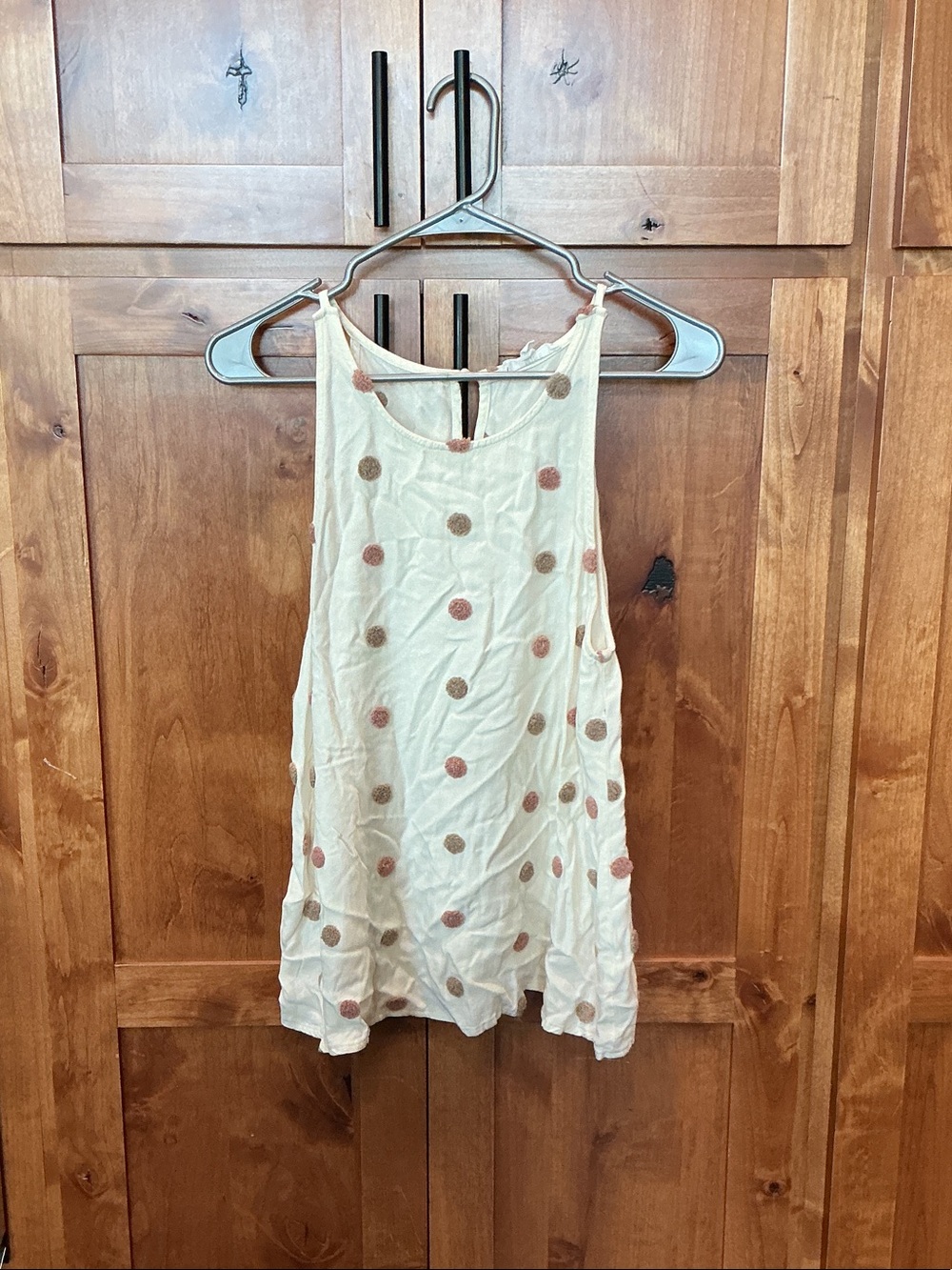 mine Cream Tank Top with Pink and Tan Polka Dots